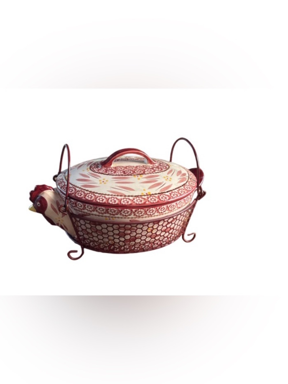 Temptations  essentials  cranberry Covered Casserole dish with Stand chicken 🐔